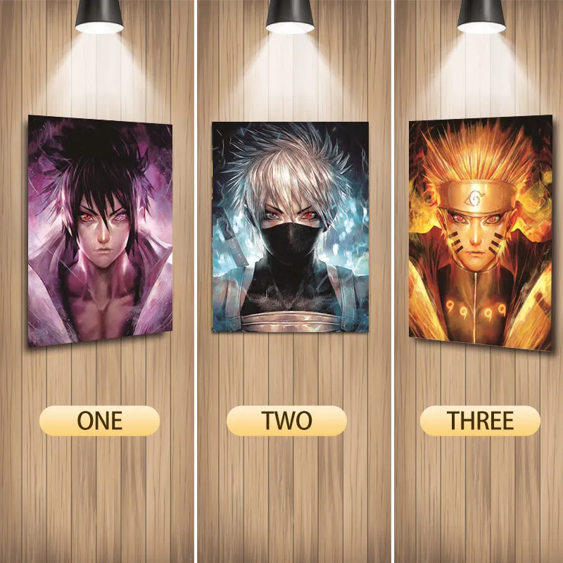 Naruto Sasuke Kakashi Illusion Flip Image, 3D Anime Poster | 40x30 Cms | Character Collectible
