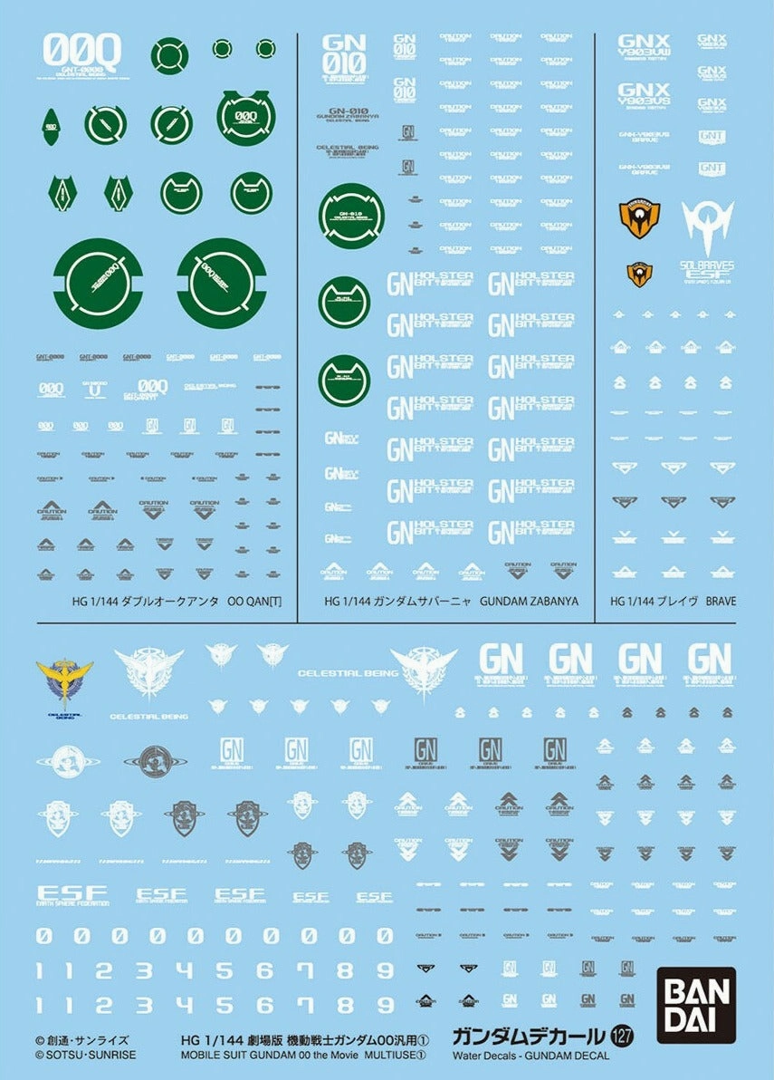Bandai Gundam Decal #127 For HG 1/144 Mobile Suit Gundam 00 the Movie Multiuse #1 Water Slide/Transfer Decals Desert Creature Fantasy Sculpture
