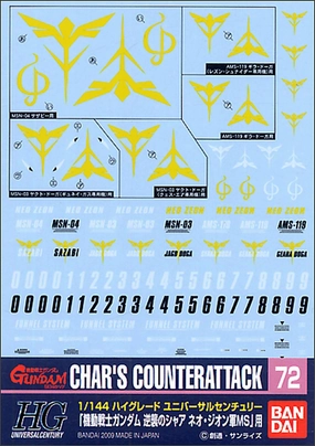 Bandai Gundam Decal #72 For 1/144 HG Neo Zeon Char's Counterattack Series MS Water Slide/Transfer Decals Superhero Item