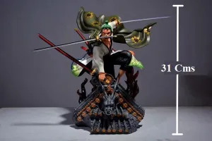One Piece | Roronoa Zoro On Roof Combat Mode Anime Action Figure | 31 Cm | Art Statue Biology Model