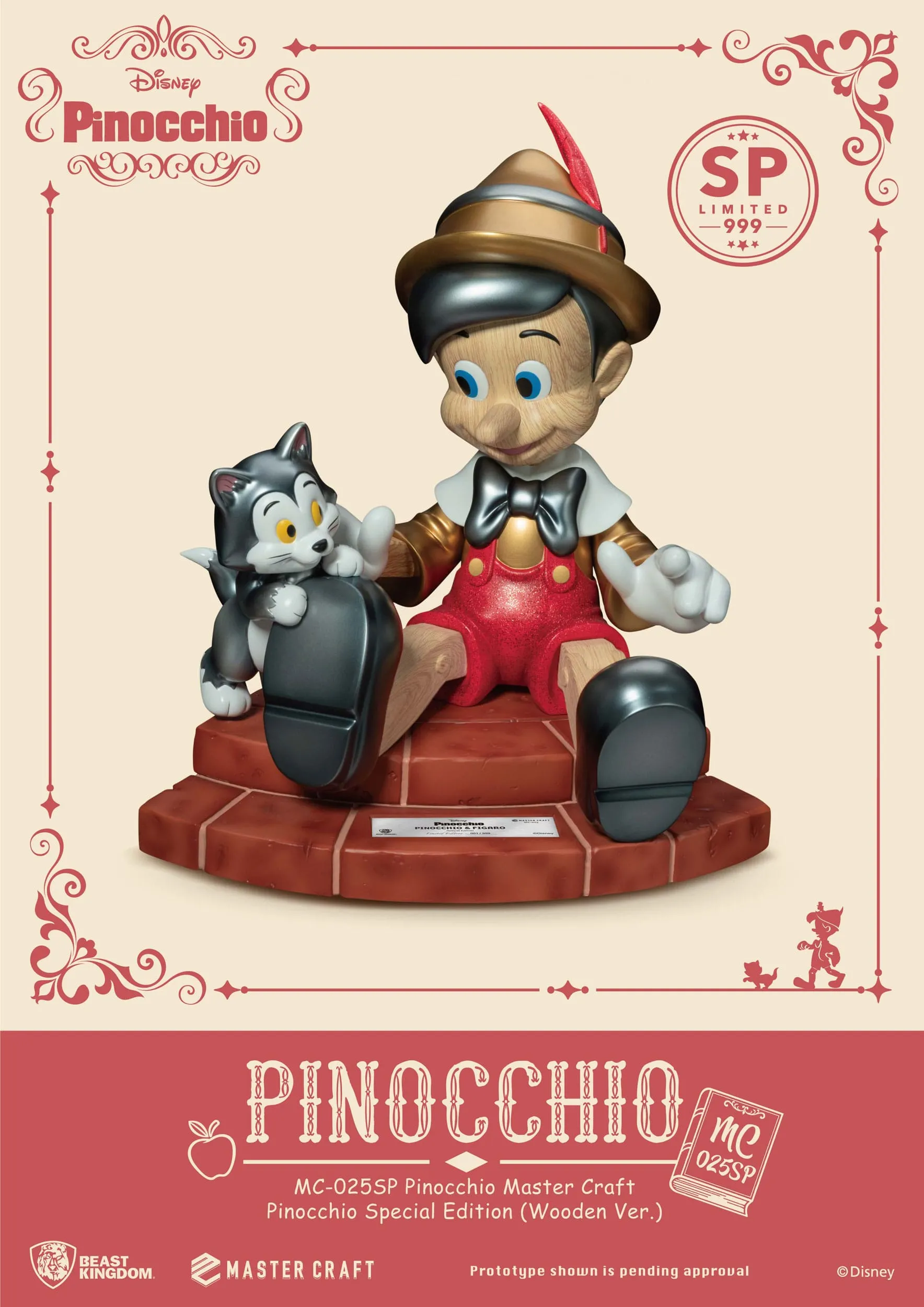 Beast Kingdom Pinocchio Wooden Version (Special Edition) - Disney - MC-025SP - Master Craft Collectible Statue Themed Decor Bird Model