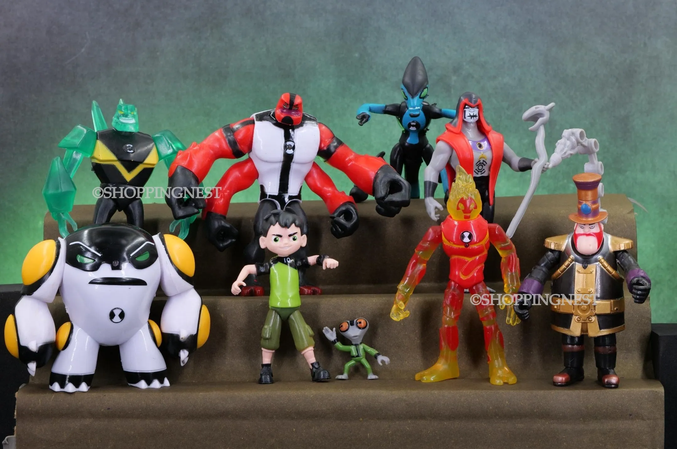 Ben 10 | Set Of 9 Cartoon Action Figures | 3-12.5 Cms | Miniature Collectible