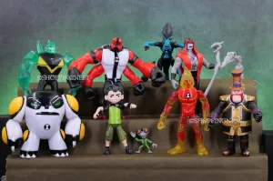 Ben 10 | Set Of 9 Cartoon Action Figures | 3-12.5 Cms | Miniature Collectible