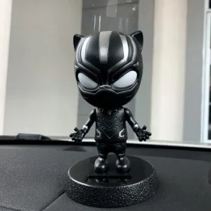 Principle Follow Black Solar Panther Bobblehead With Mobile Holder For Cars |14.5 CM
