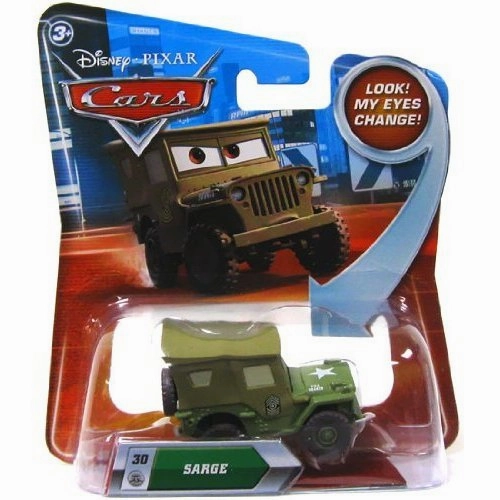 Disney / Pixar CARS Movie 1:55 Die Cast Sarge #30 w/ Lenticular Eyes! Narrative Display Military Vehicle