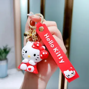 Cultural Item Hello Kitty Red Sitting Lanyard Keychain | Premium Keychain | Silicone | Vinyl Product Robot Art