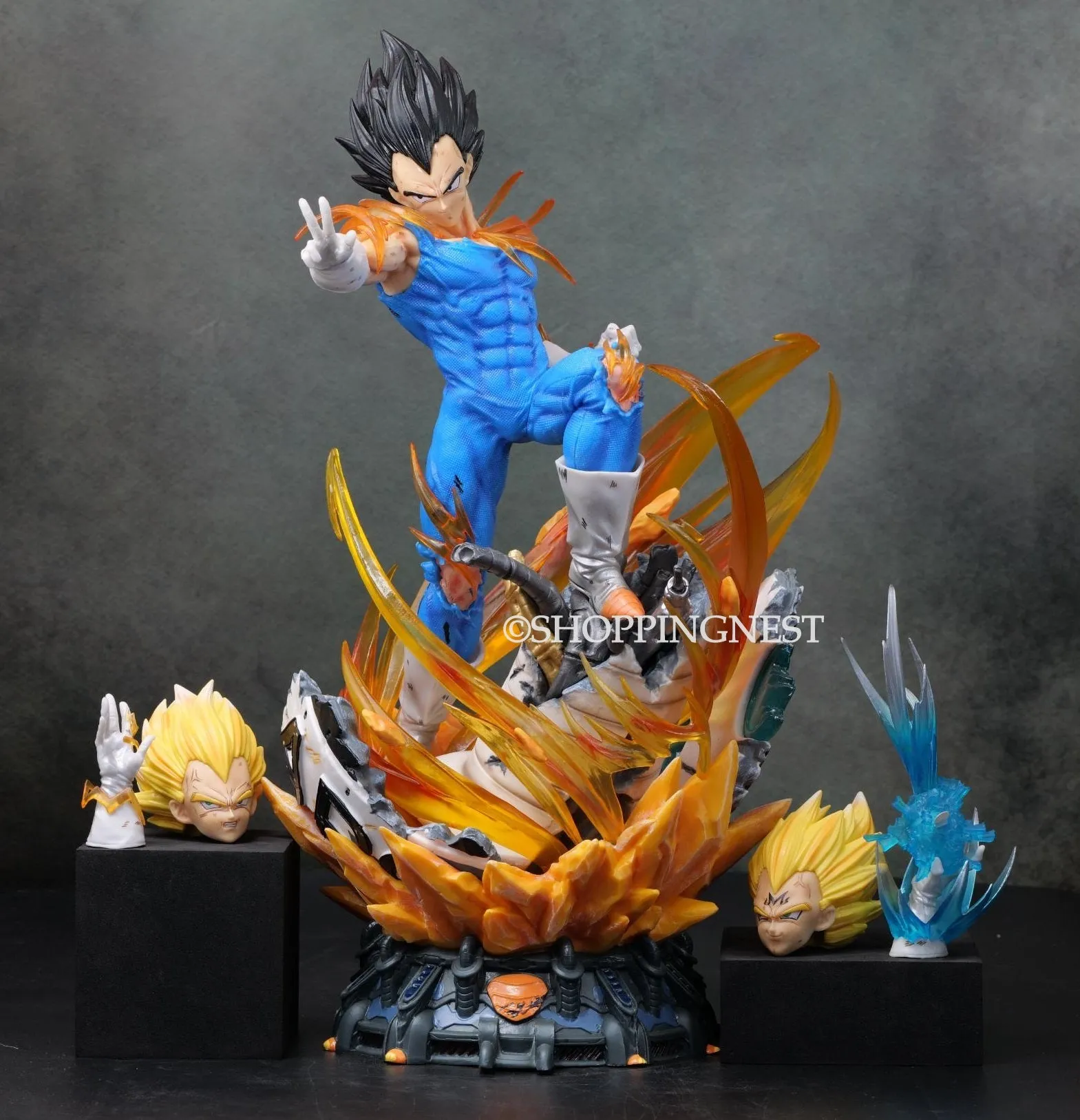 Superhero Collection Epoxy Resin DBZ Vegeta 3 Heads Action Figure PVC Anime Figurine |41 Cms |