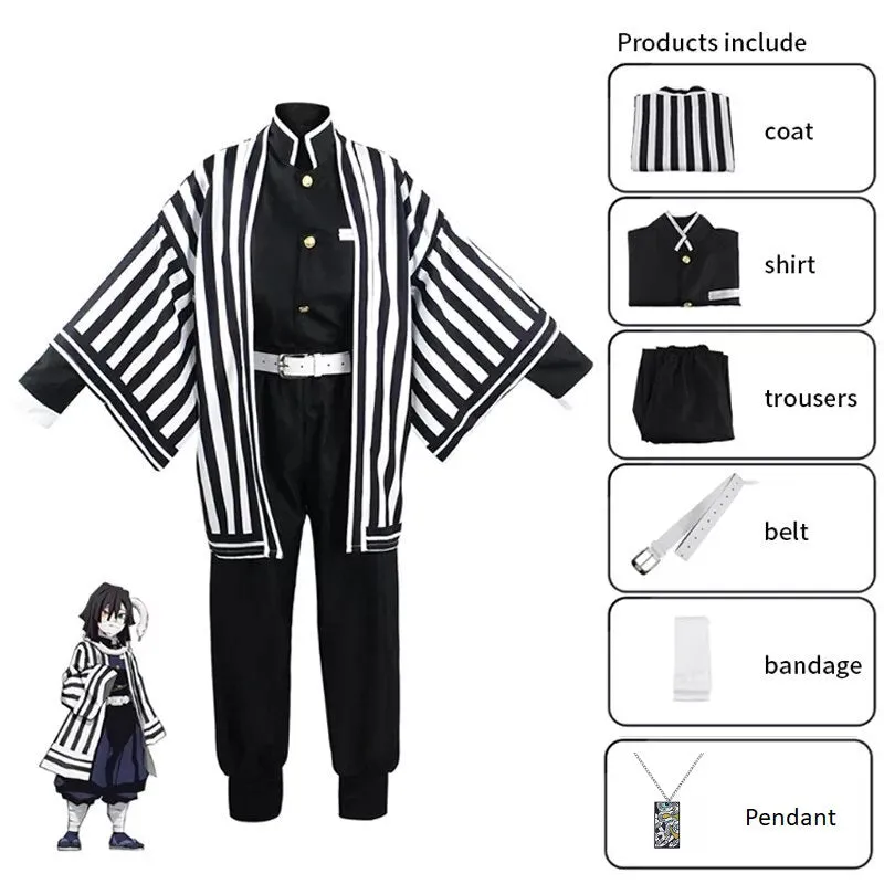 Skill Mastery Aquarium Care Demon Slayer Iguro Obanai Cosplay Set Kimono Clothing Uniform Collectible Costume Halloween