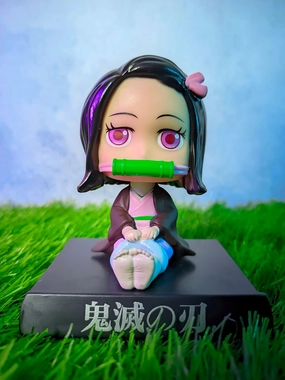 Demon Slayer Nezuko Kamado Bobblehead With Mobile Holder For Cars | 14.5 CMS | Vinyl Model Villain Figure