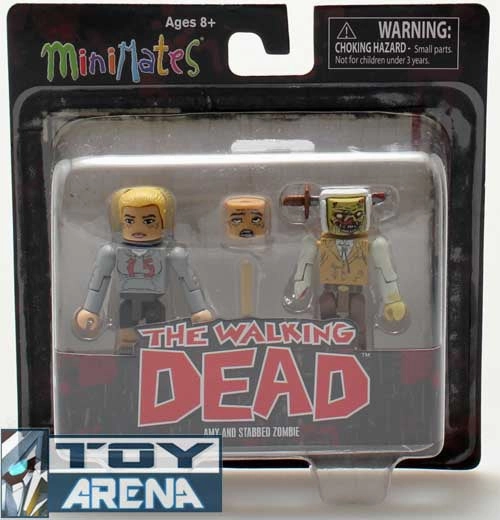 Protective Case Minimates The Walking Dead Amy and Stabbed Zombie 2 Pack Action Figure Rare