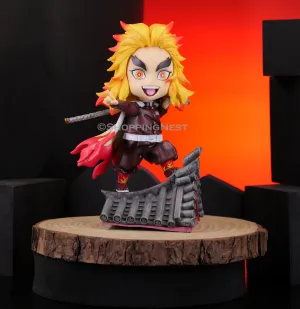 Demon Slayer | Rengoku Kyojuro on Roof Top Anime Action Figure | 18 Cms | Shelving Decoration
