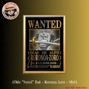 House Design Astronomy Guide Affiche "Wanted" Black - Roronoa Zoro