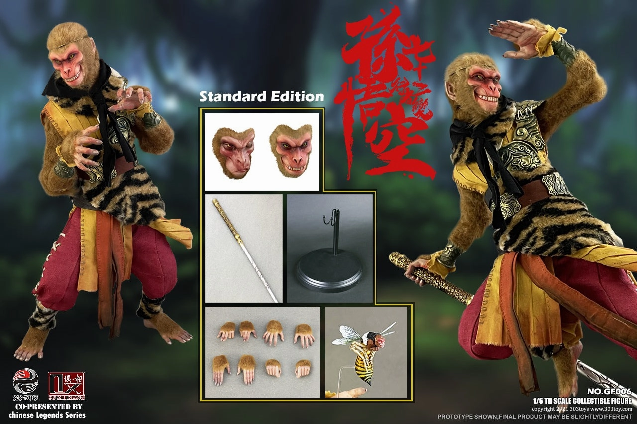 303Toys x Ou Zhi Xiang 1/6 Chinese Legends Series Sneaking on Yalong Hill Sun Wukong 72 Metamorphoses Standard Version Sixth Scale Figure GF006 Smart Toy Famous Scientist