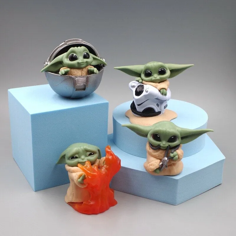 Holiday Ornament The Mandalorian | Set of 4 Baby Yoda Grogu Action Figures | 10 Cms |