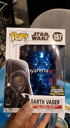 Stylized Art Collectible Figure Funko Pop Blue Chrome Darth Vader #157 Star Wars Celebration 2019 Exclusive