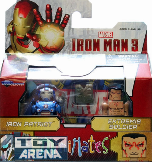 Action Collectible Marvel Minimates Iron Man 3 Iron Patriot & Extremis Soldier 2 Pack Action Figure