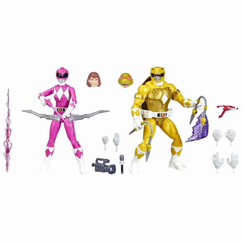 Hasbro Lightning Collection Mighty Morphin Power Rangers X Teenage Mutant Ninja Turtles Morphed April O'Neil & Morphed Michelangelo Action Figure Battle Stance