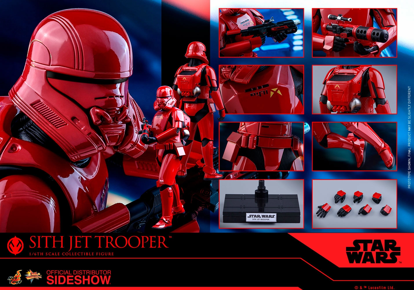 Hot Toys 1/6 Star Wars Episode IX The Rise of Skywalker Sith Jet Trooper MMS562 Sixth Scale Figure PVC Piece PVC Decor