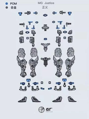 Gaming Showcase Famous Painting DOT Workshop Gundam 1/100 MG Justice Metal Diecast Upgrade Parts