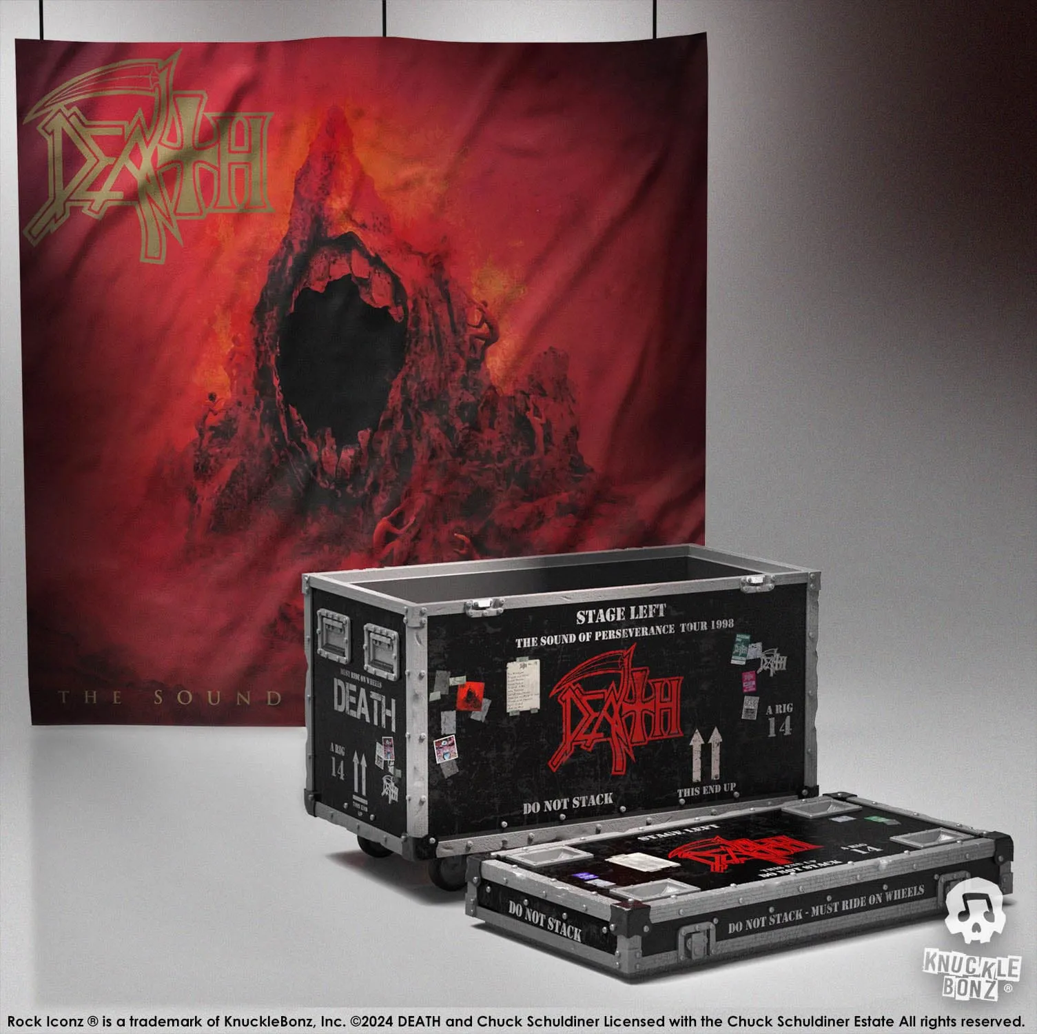 Goal Reach Knucklebonz Death Rock Iconz On Tour The Sound of Perseverance Tour 1998 Road Case Statue   Stage Backdrop Set Statue