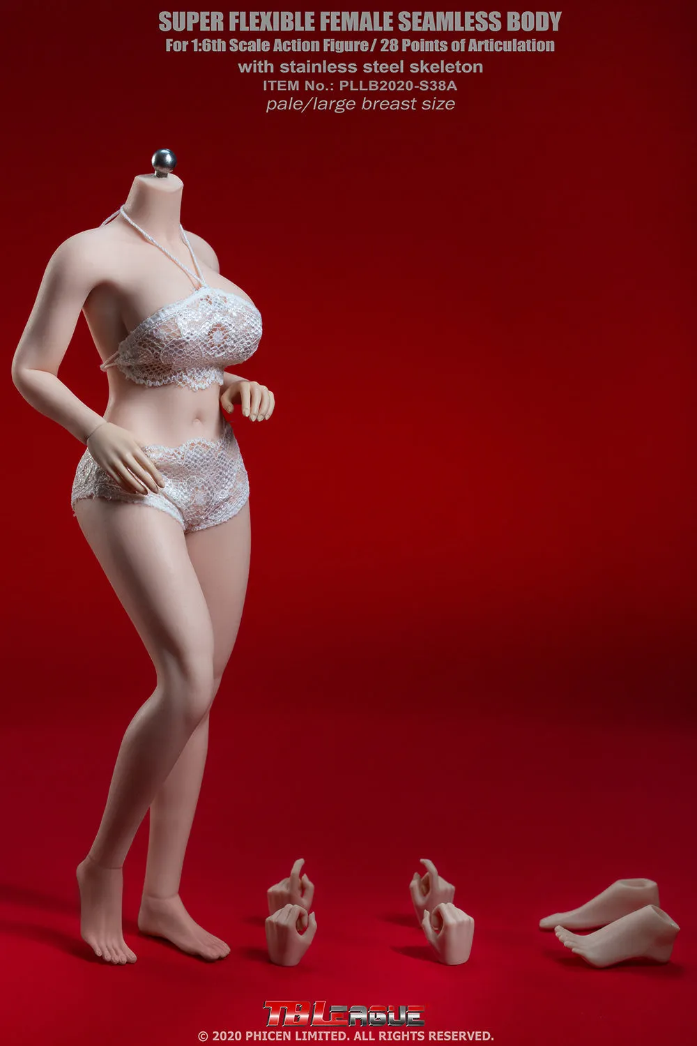 Phicen TBLeague S38A Pale, Large Bust Female Seamless 1/6 Body Action Figure Holiday themed Designer Item