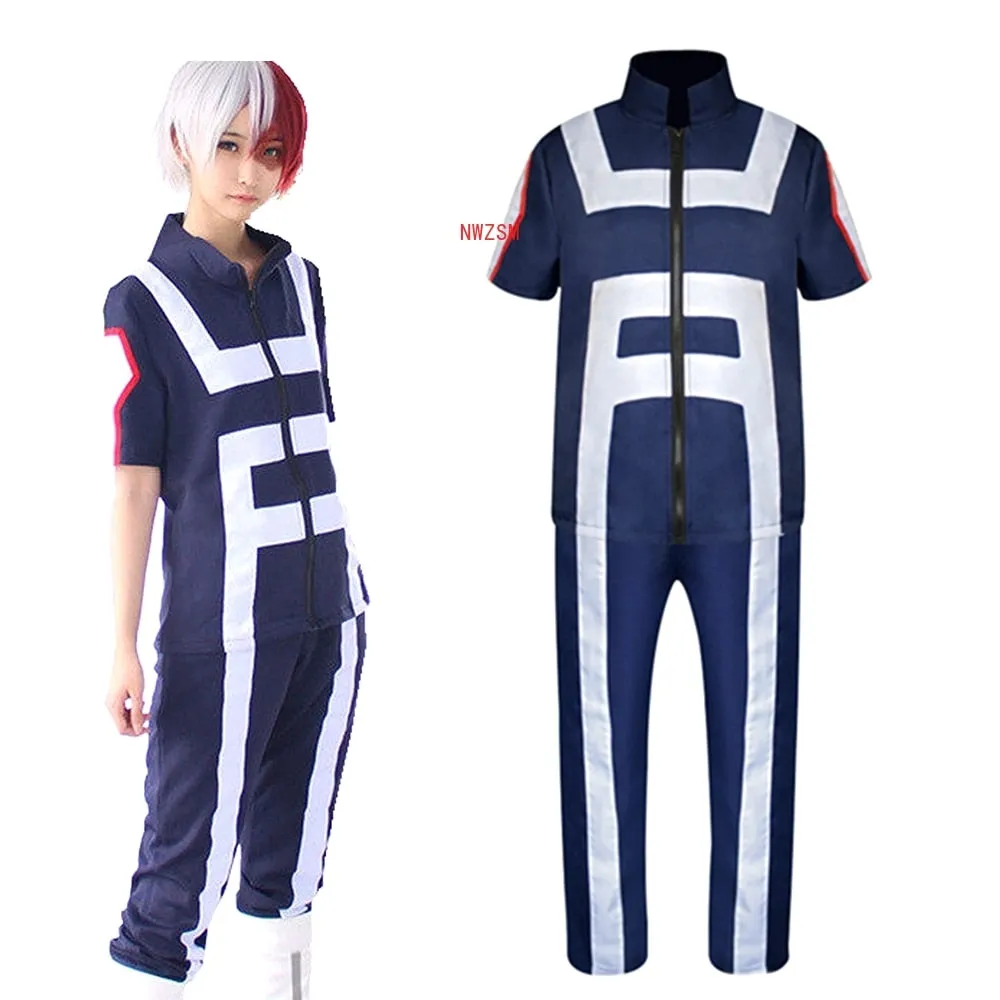 Fulfillment Attain Tennis Racket My Hero Academia Cosplay Blue Gym Uniform Denki, Todoroki School Suit