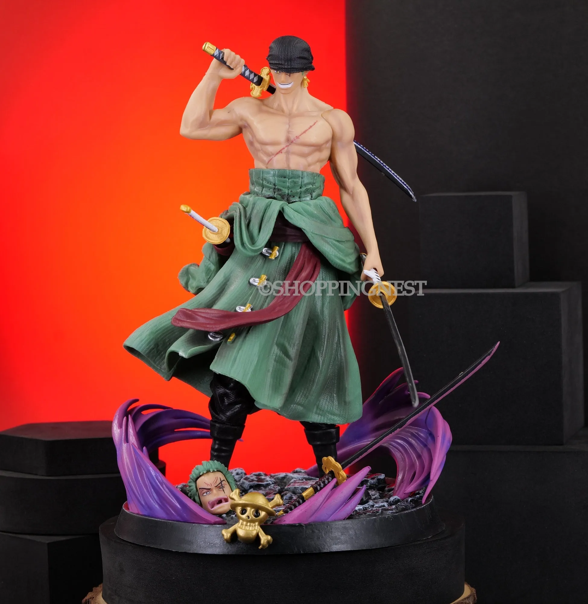 Gaming Figure Legendary Roronoa Zoro Action Figure for Kids | Iconic Three Swords Style Double Head Scene  | 20 CMS |