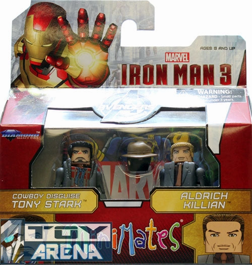 Marvel Minimates Iron Man 3 Cowboy Disguise Tony Stark & Aldrich Killian 2 Pack Action Figure Pop Icon Geological Sample