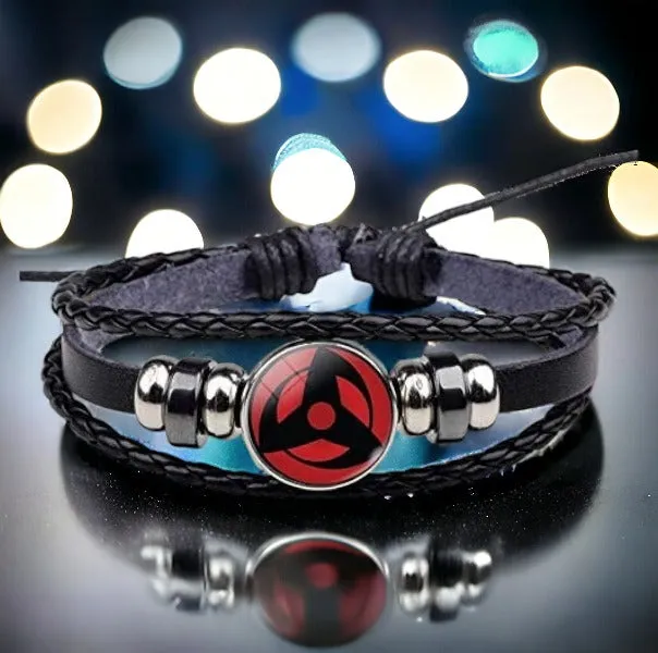 Game End Naruto Itachi Uchiha Mangekyou Sharingan Cosplay Braided Anime Leather Bracelet