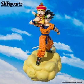 SDCC 2024 S.H. Figuarts Dragon Ball Z Son Goku & Son Gohan Kid & Kintoun Action Figure Exclusive Mecha Robot Mid Century
