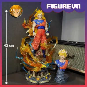 Award Trophy Collector's item DBZ Goku SSJ3 Action Figure with 2 Heads | 43 cm | Premium with Burst figure
