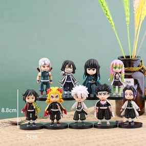 Photo Opportunity Vinyl Unit Demon Slayer Hashiras Set of 9 Standing Action Figures Set Anime Figurine  | 8-9 Cms |