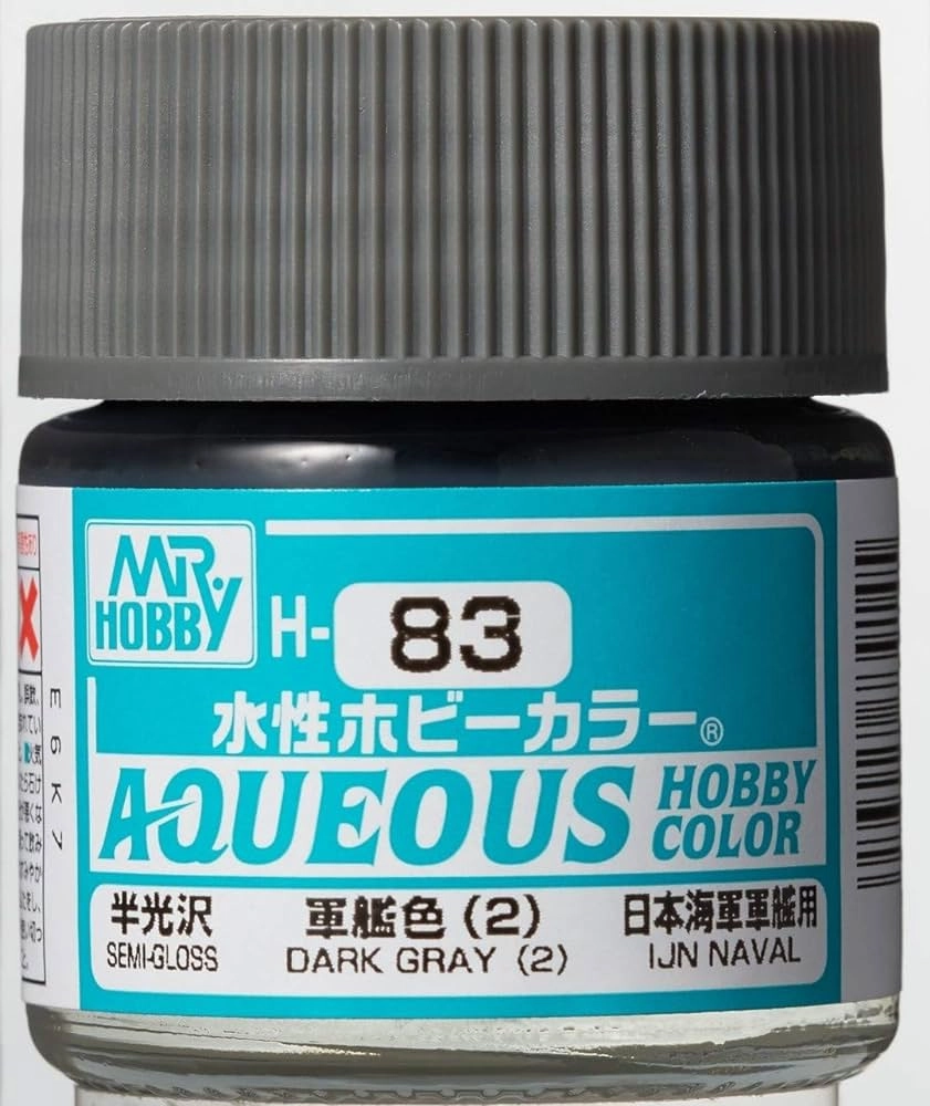 Mr. Hobby Aqueous Hobby Color H83 Semi-Gloss Dark Gray (2) 10ml Bottle Avid Fan