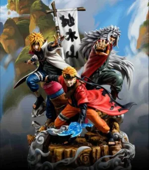 Naruto | Legendary Trio : Naruto, Minato & Jiraiya PVC Action Figurine | 41 Cms | Blue Ribbon Limited Unit
