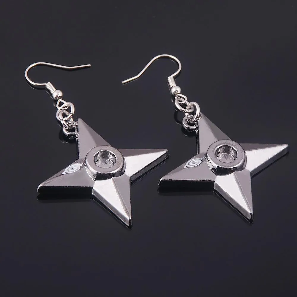 Bird watching sports practice Naruto Shuriken Earrings Anime Cosplay Pendants Accessories Jewellery