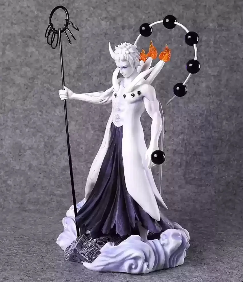 Art Item Fantasy Object Naruto | Uchiha Obito White Ten Tail Force With Weapon Action Figure | 25 Cms |