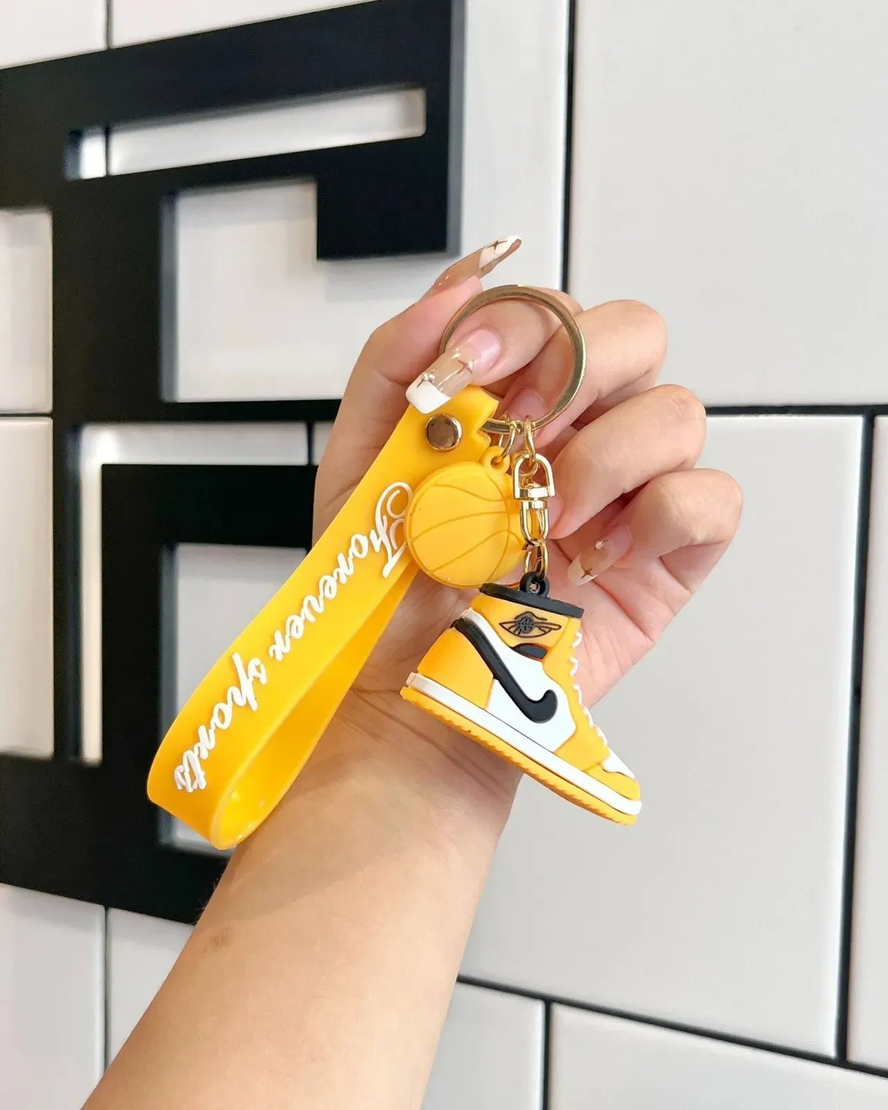 Collector's Album Designer Unit Nike Sneaker Yellow Silicone Lanyard Keychains | Stylish Keychain |