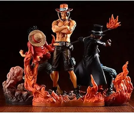 Resin Model One Piece Figure Group of 3 Luffy : 14 CMS | Sabuo : 15 CMS | Ase : 17 CMS | Statue PVC Action Figure