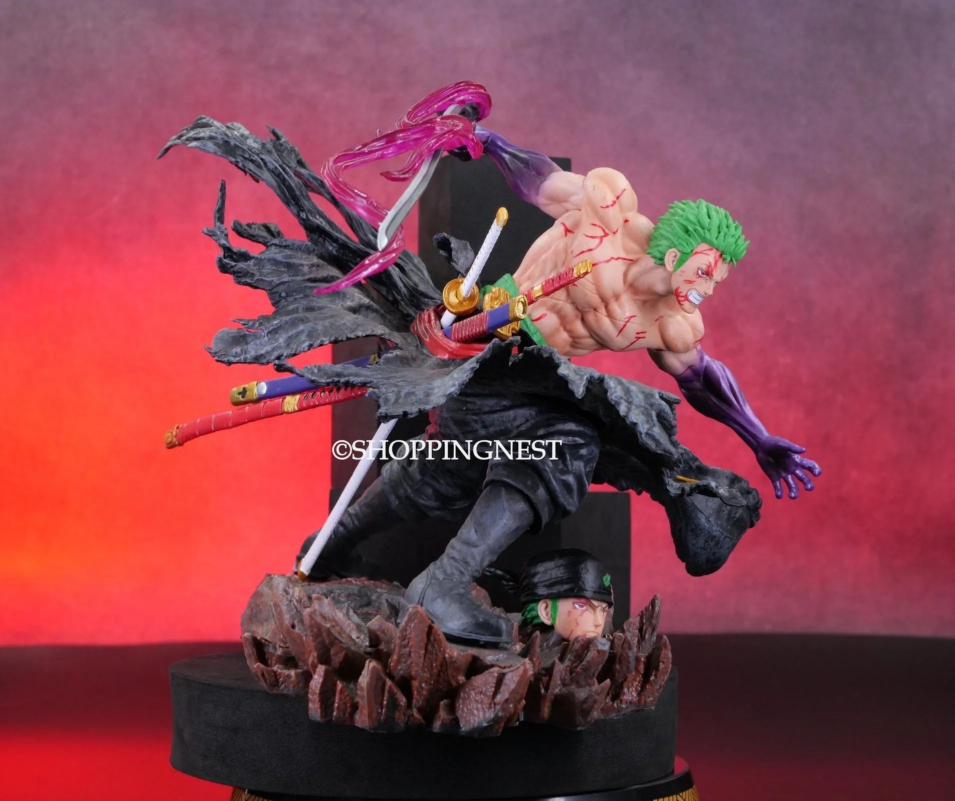 Silver Coated Urban Art One Piece Figures ?C Bloody Zoro Swords with Double-Headed Action Figure | 35 CMS |