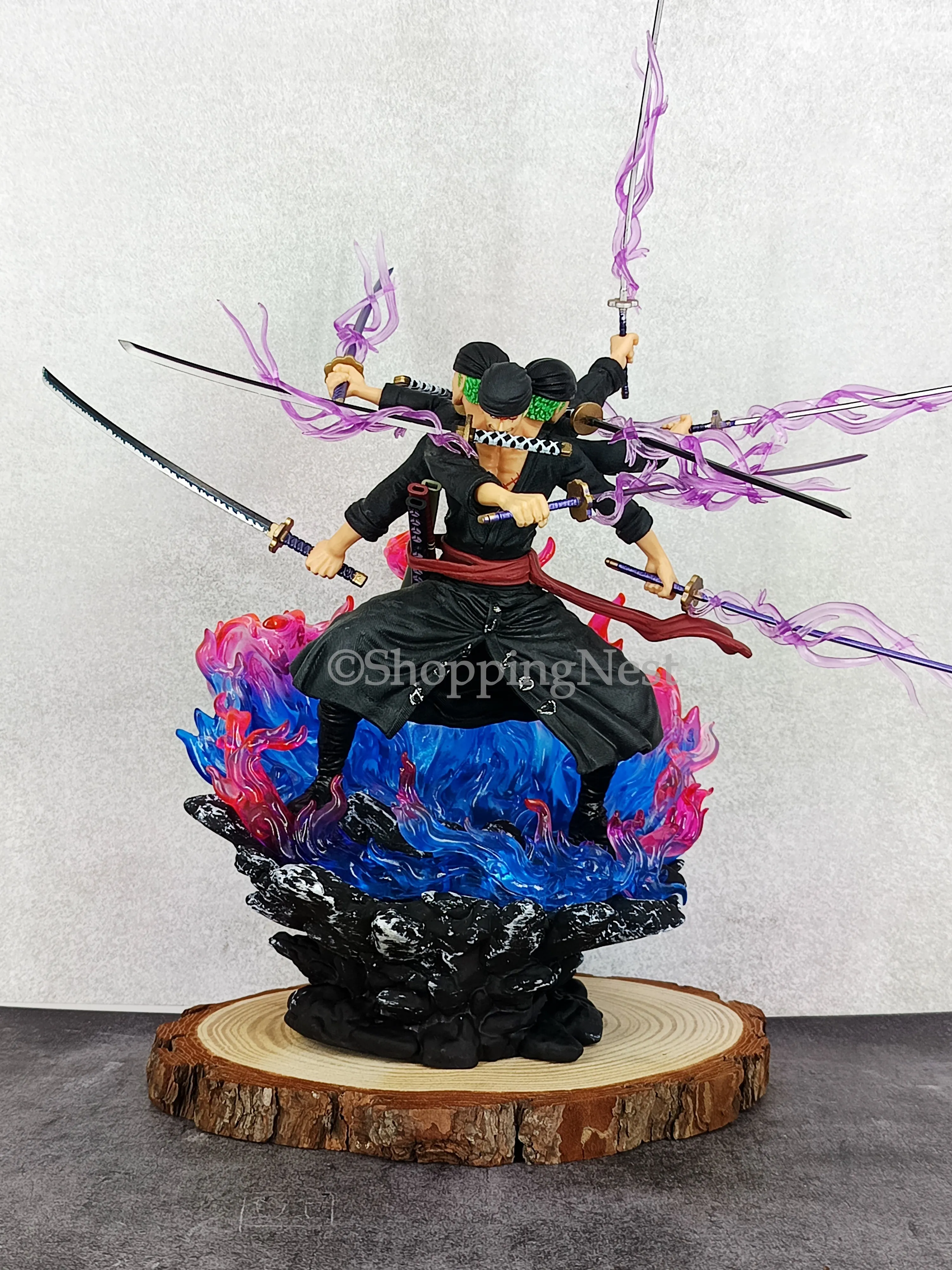 One Piece Roronoa Zoro Nine Knives Three Faces Asura Form Action Figure | 28 Cms | Small Statue Anime Decor