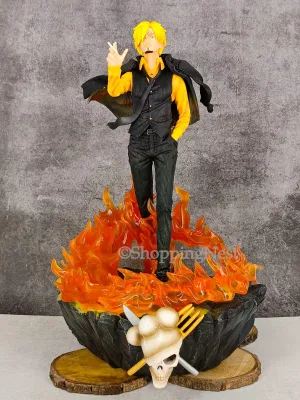Character Unit One Piece Three Fighting Blood Sanji Action Figure Luffy Sauron Illuminated Scene Statue Anime Figure | 40 CMS |