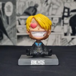 Limited Model One Piece | Vinsmoke Sanji Bobblehead With Mobile Holder | Car Dashboard, Work Desk, Study Table | 13.5 Cm |