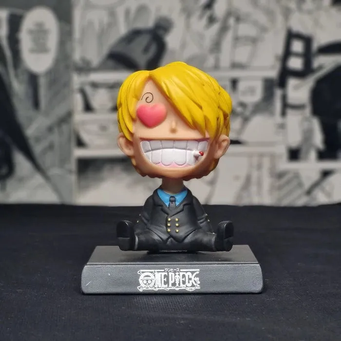 Limited Model One Piece | Vinsmoke Sanji Bobblehead With Mobile Holder | Car Dashboard, Work Desk, Study Table | 13.5 Cm |