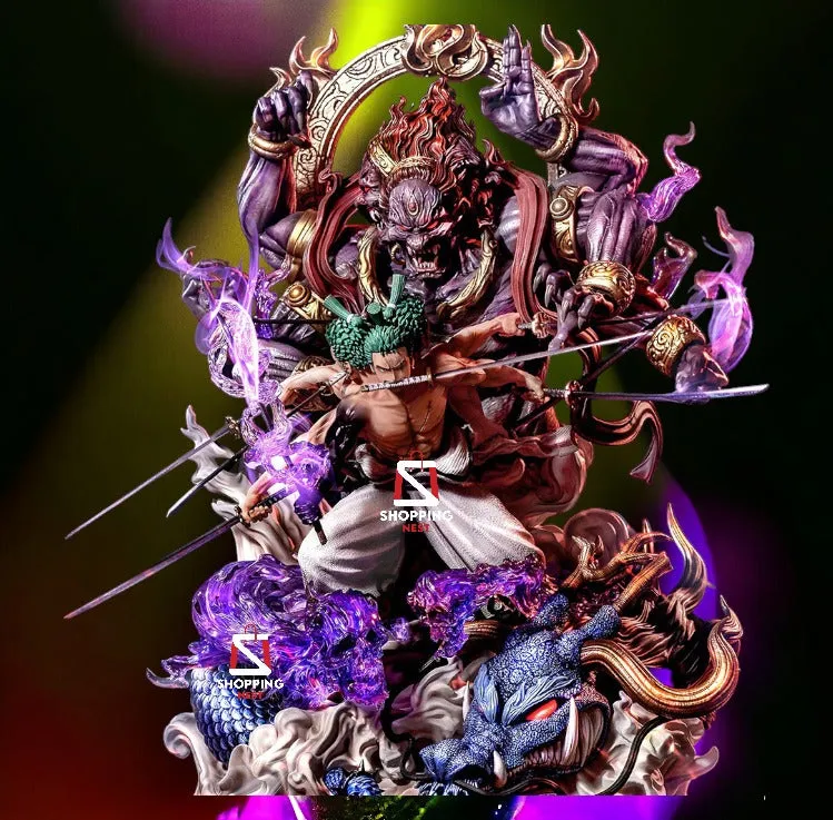 Cultural Heritage Minimalist Home One Piece | Roronoa Zoro Nine Swords Max Asura Premium Anime Action Figure | 48 Cm |