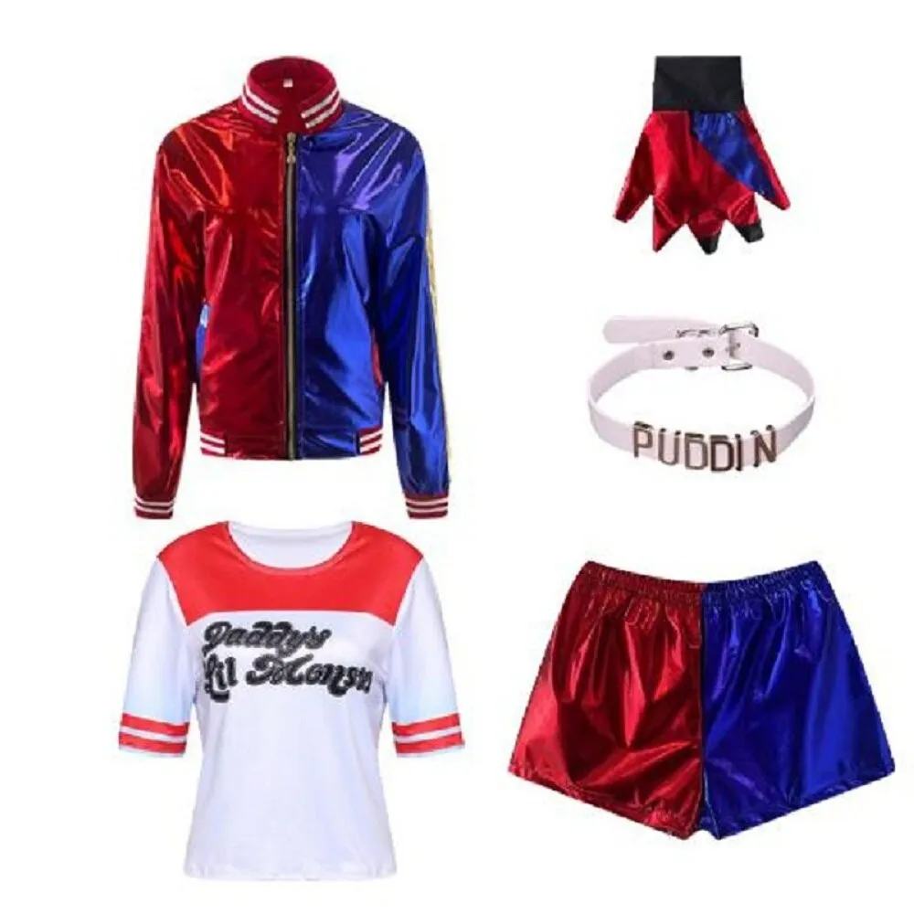Rest Position Spelling Bee Suicide Squad | Harley Quinn Cosplay Costume Full Outfit | Monster T-shirt, Jacket, Pants & Accessories |