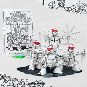 SDCC 2024 Playmates Black and White Sketch The Teenage Mutant Ninja Turtles Set of 4 Fantasy Model