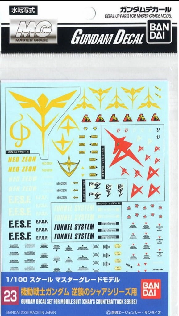Bandai Gundam Decal #23 For 1/100 Mobile Suit Char's Counterattack Series Water Slide/Transfer Decals Fast shipping