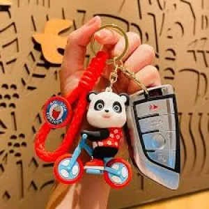 Gaming Goods Red Panda On Cycle Keychain | 3D Lanyard Keychain | Silicone | Premium |
