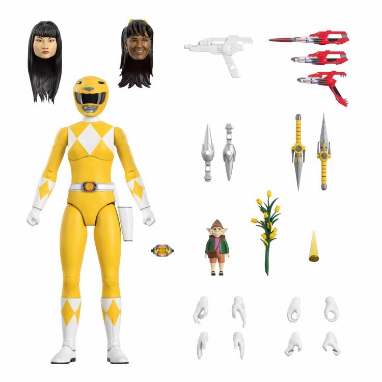 Super7 Mighty Morphin Power Rangers Ultimates Yellow Ranger Action Figure Superhero Object Art Creation