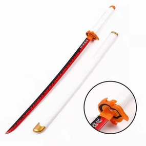 Movie Model Learning Tool Demon Slayer Kyoujuro Rengoku Nichirin Wooden Blade Katana for Cosplay | 105 Cms |